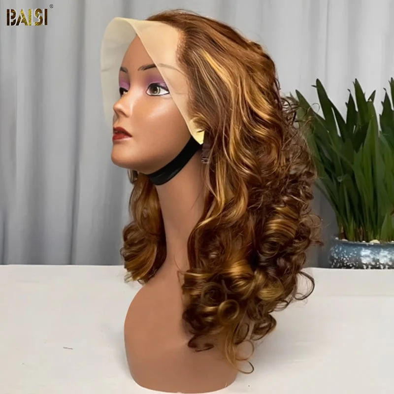 heat-resistant wigs for styling versatility -BAISI  Spring Piano Egg Curl Lace Wig