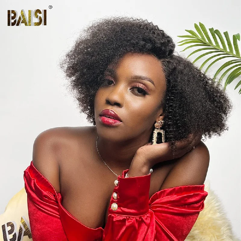 wigs for women with small heads for a snug fit -BAISI Sexy Afro Curl Lace BoB Wig