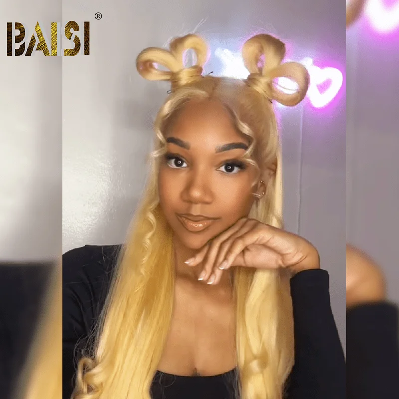 braided wigs for protective and stylish hair -BAISI Sexy Blonde Straight Wig For Girls