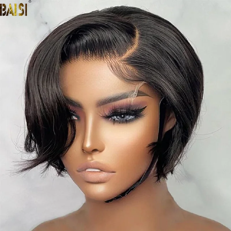 trendy pixie lace wigs for an edgy and chic look -BAISI Short Pixie Cut Closure Wig