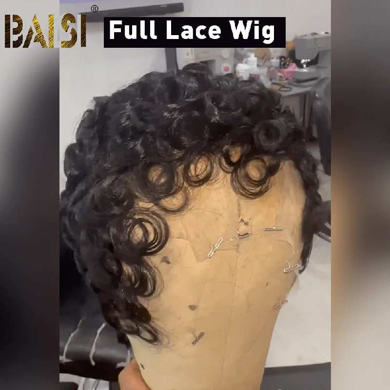 trendy ombre lace wigs for stunning hair transformations -BAISI Short Quick Wave Full Lace Wig