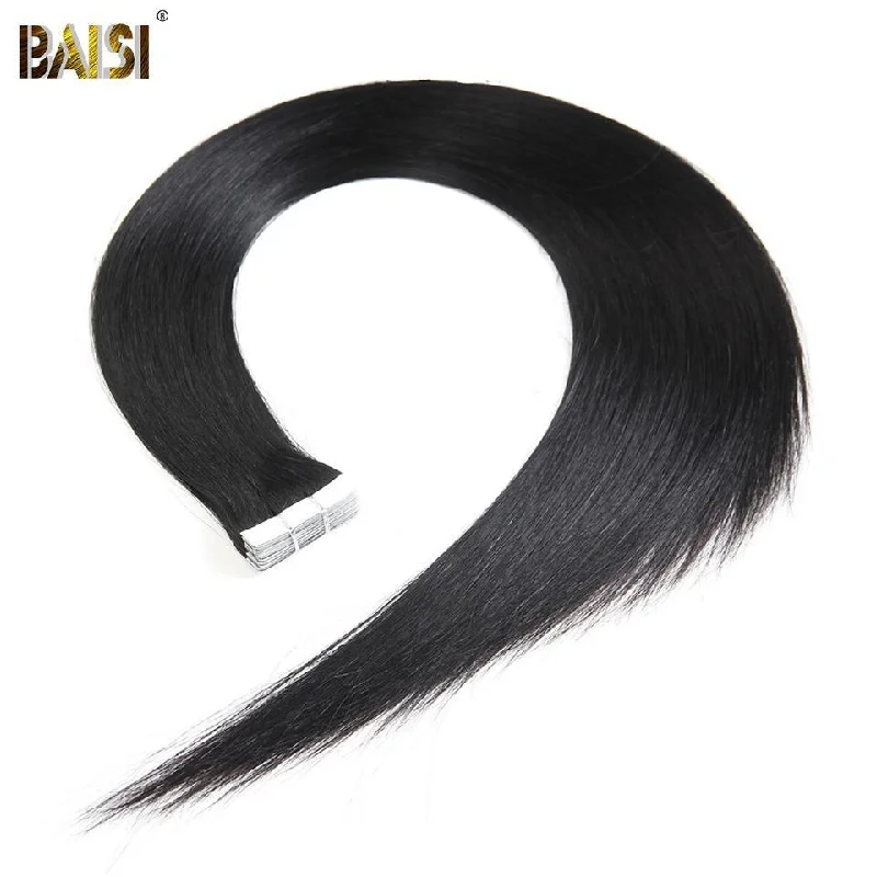 wigs for women with heart-shaped faces for balance -BAISI Straight Tape Hair,1B/2#/4#/99J#/613#/27#/Grey#/Burgundy