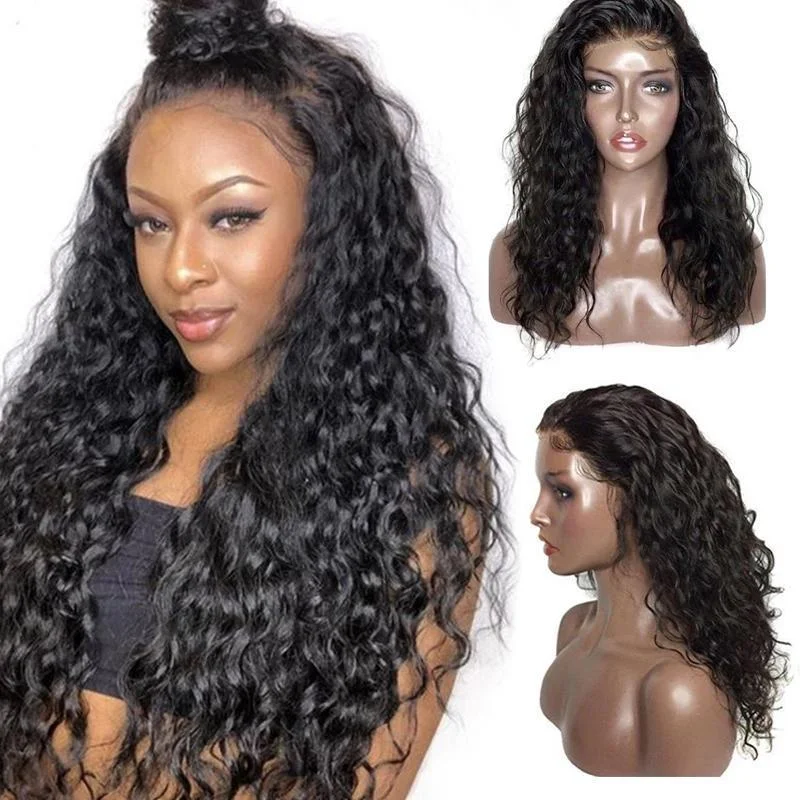 voluminous straight wigs for a sleek and polished style -BAISI 12A Bleached Knots Water Wave Wig Pre plucked