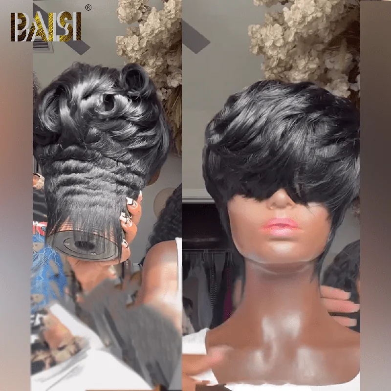 full head wigs for complete coverage and comfort -BAISI Unique Style Machine Made Wig