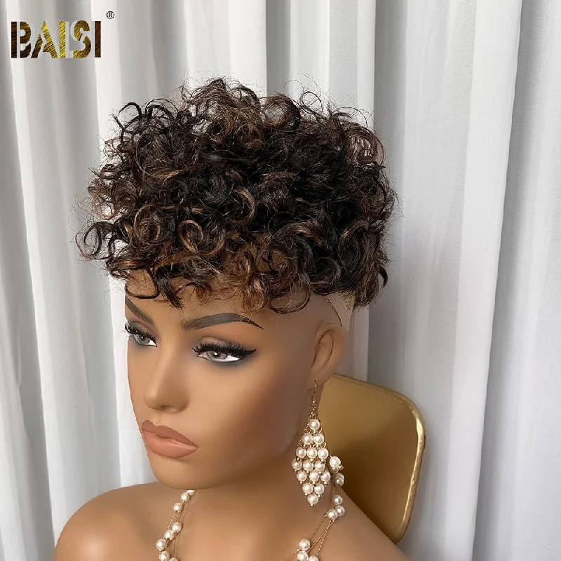 curly wigs for women with textured, voluminous hair -BAISI Wavy Partial Topper With Highlight (Not A Wig)