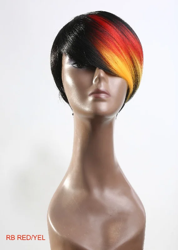 high-quality synthetic wigs for long-lasting styling -Wig Pixie Short Colorful (RB Red/Yel)