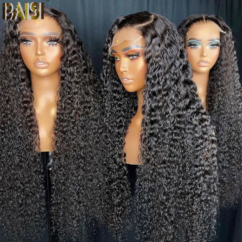 affordable wigs for quick and easy styles -BAISI 10A Curly Lace Wig