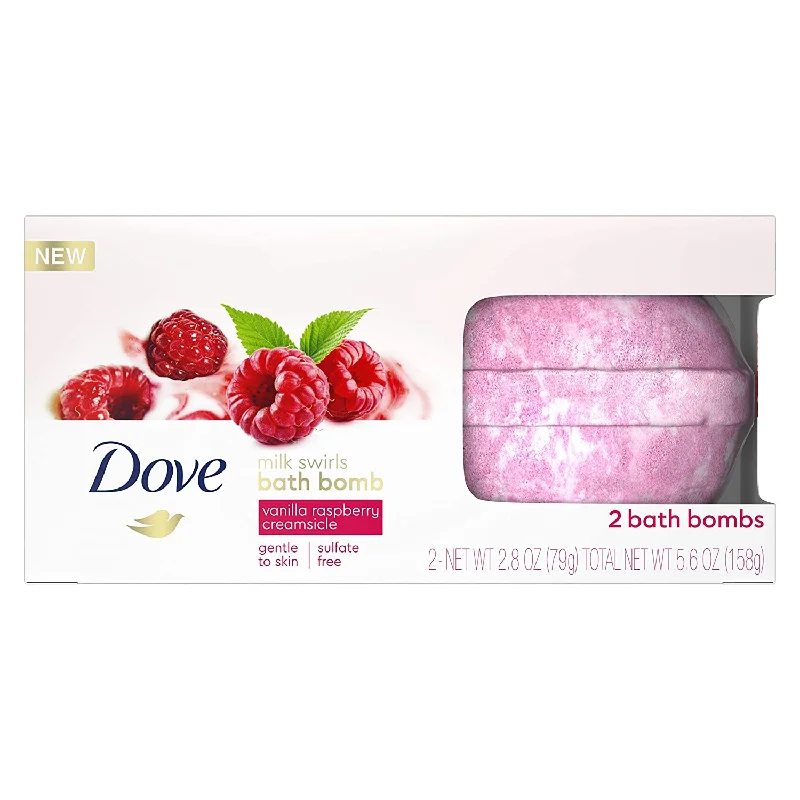 Dove Milk Swirls Bath Bomb Vanilla Raspberry, 5.6 oz (Pack of 2)