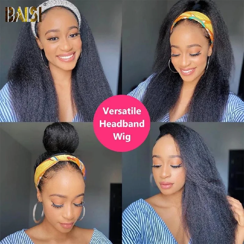 full lace wigs for seamless blending and comfort -Kinky Straight Headband Wigs Glueless Wigs (Free Headband)