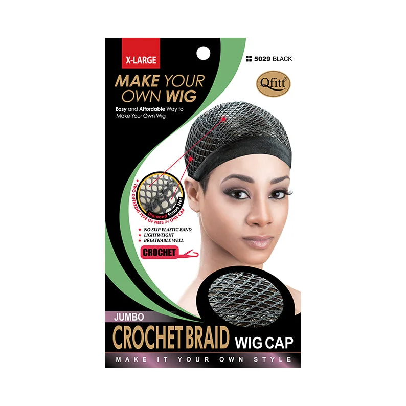 comfortable lace wigs for easy and secure wear -M&M QFITT Crochet Braid Wig Cap [JUMBO] [BLACK] #5029