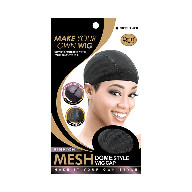 heat-friendly wigs for versatile styling options -M&M QFITT Stretch Mesh Dome Style Wig Cap [BLACK] #5011