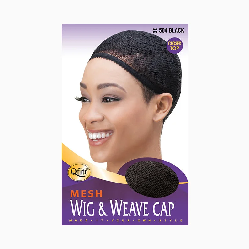 medium-length straight wigs for chic, low-maintenance styles -M&M QFITT Mesh Wig & Weave Cap [BLACK] #504