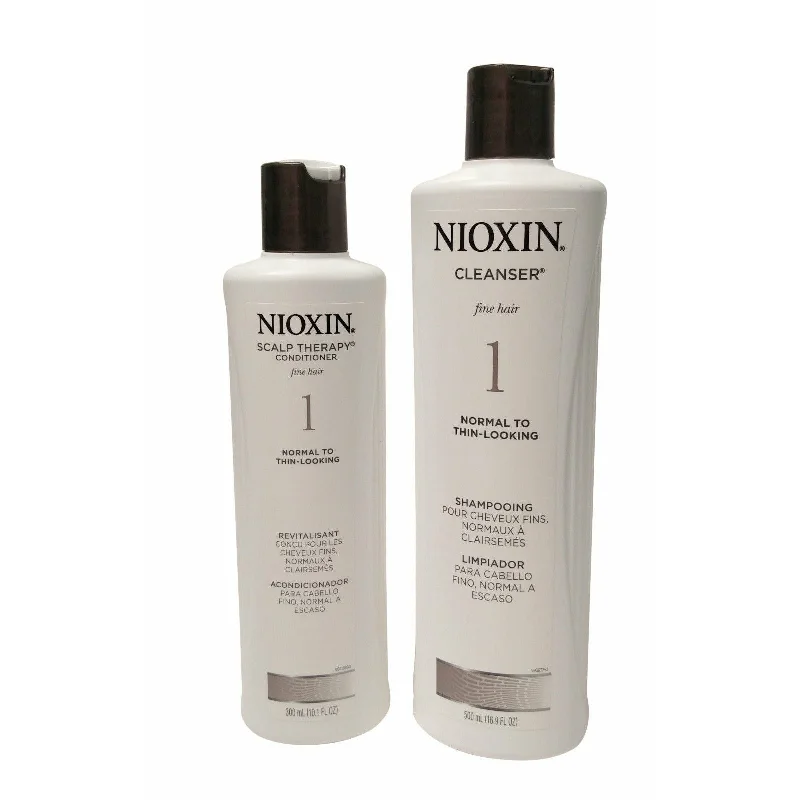 keratin hair mask for smooth hair-Nioxin System 1 Cleanser and Scalp Therapy Duo 16.9 / 10.1 oz