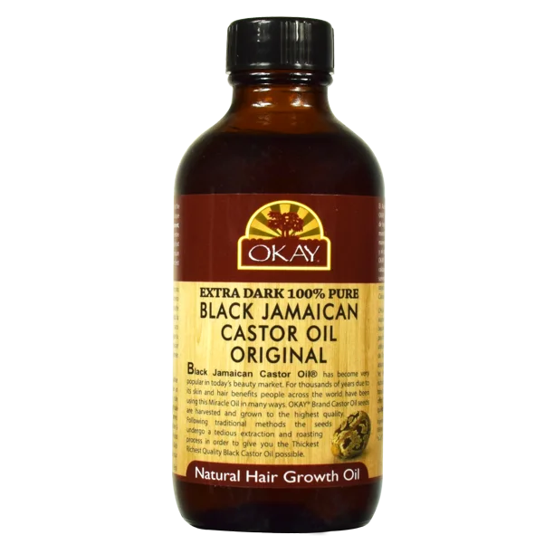 OKAY Extra Dark 100% Pure Black Jamaican Castor Oil Original, 4 oz