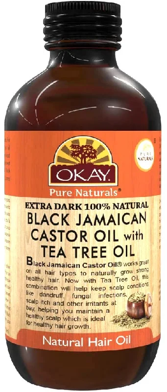 Okay Extra Dark Black Jamaican Castor Oil with Tea Tree Oil 4oz