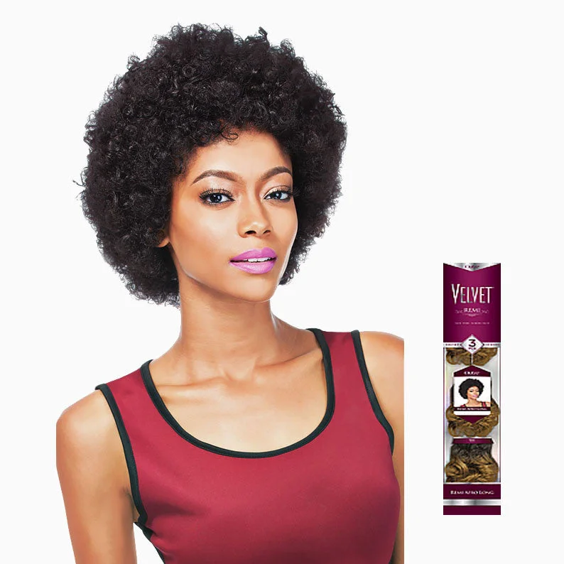 voluminous pixie cut wigs for playful styles -OUTRE VELVET Remi Short Series 3pcs 8" AFRO LONG