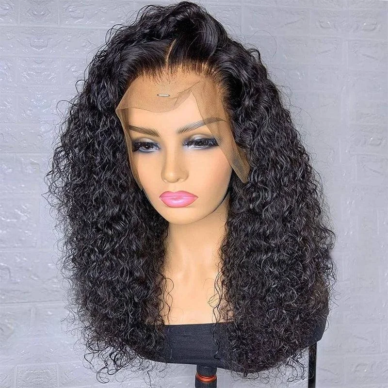 voluminous long wigs for a glamorous look -Readytogo-Peruvain Curly Lace Wig Frontal Side Part