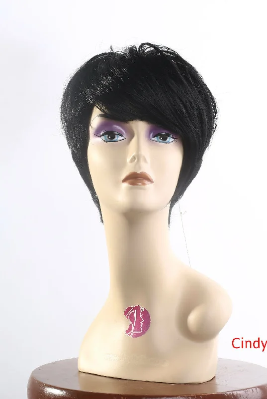 short bob wigs for a polished and elegant style -Wig Pixie Short Jet Black Cindy #1