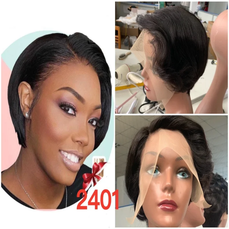 affordable lace wigs for a budget-friendly option -Pixie Wig with T Part Lace Wig YBH-2401 R730