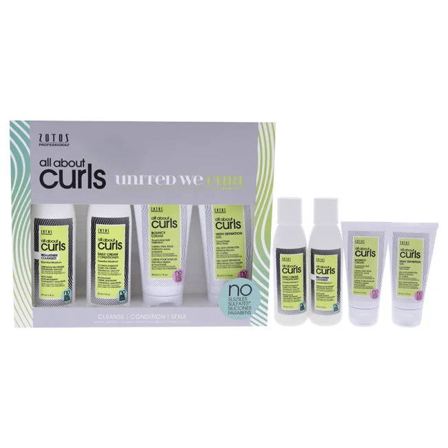 protein treatment for frizzy curly hair-All About Curls Starter Kit by All About Curls for Unisex - 4 Pc 3oz Cleanser, 3oz Conditioner, 1.7oz Gel, 1.7oz Cream