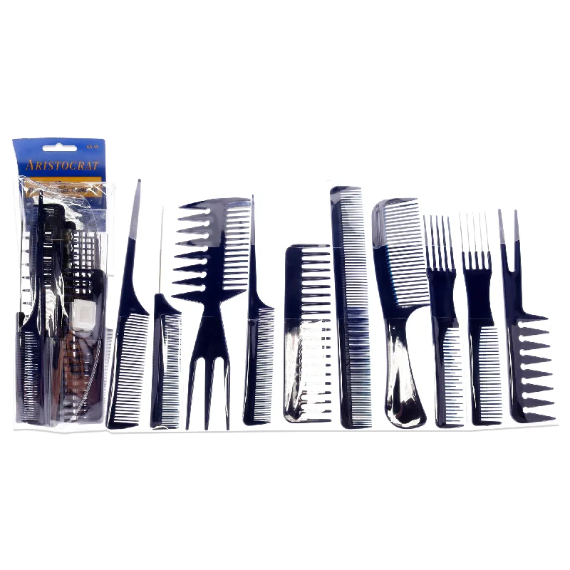 keratin shampoo for curly, thick hair-Aristocrat Professional Comb Set by Aristocrat for Unisex - 10 Pc Comb