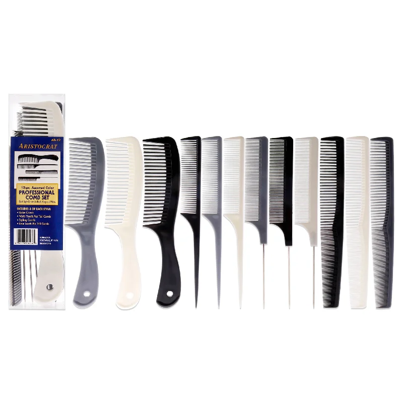 hair oil for healthy, shiny ends-Aristocrat Assorted Color Professional Comb Set by Aristocrat for Unisex - 12 Pc Comb