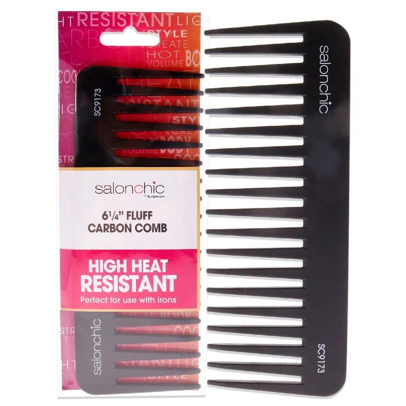 moisturizing mask for dry, coarse curls-SalonChic Fluff Carbon Comb High Heat Resistant 6.25 by SalonChic for Unisex - 1 Pc Comb