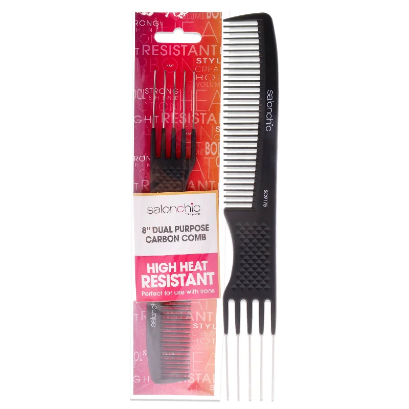 hair growth serum for thicker hair-SalonChic Dual Purpose Carbon Comb High Heat Resistant 8 by SalonChic for Unisex - 1 Pc Comb