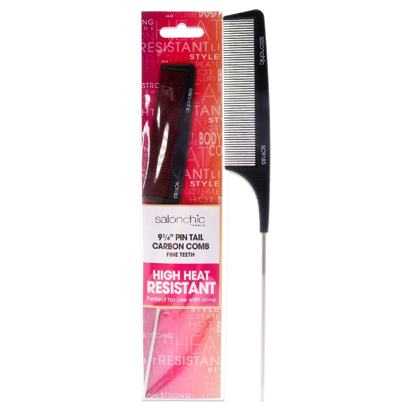 nourishing leave-in spray for frizzy curls-SalonChic Pin Tail Carbon Comb High Heat Resistant 9.25 - Fine Teeth by SalonChic for Unisex - 1 Pc Comb