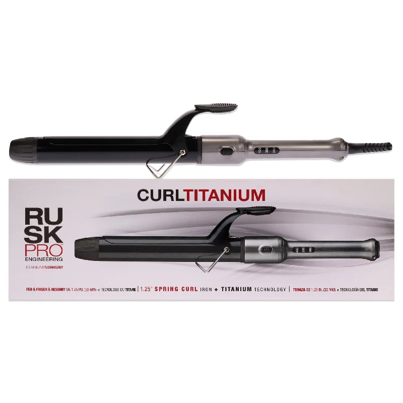 hydrating shampoo for frizzy curly hair-Rusk Curl Titanium Spring Iron - IRP125UC by Rusk for Unisex - 1.25 Inch Curling Iron