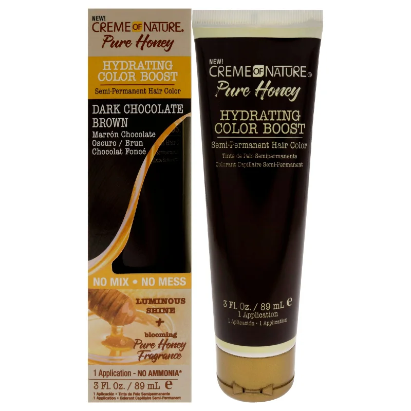 moisturizing spray for curly hair ends-Creme of Nature Pure Honey Hydrating Color Boost Semi-Permanent Hair Color - Dark Chocolate Brown by Creme of Nature for Unisex - 3 oz Hair Color