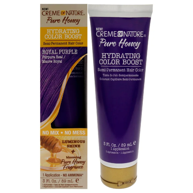 protein-rich conditioner for frizzy hair-Creme of Nature Pure Honey Hydrating Color Boost Semi-Permanent Hair Color - Royal Purple by Creme of Nature for Unisex - 3 oz Hair Color