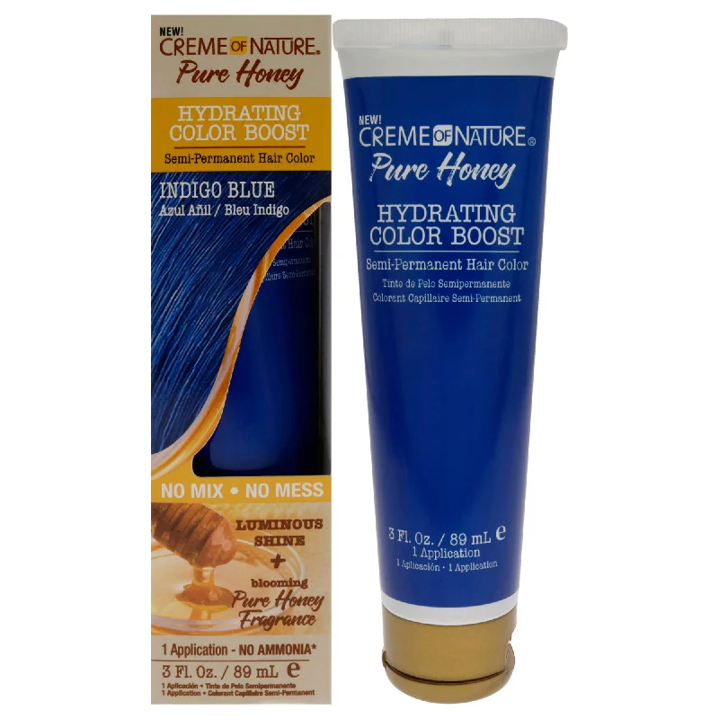 best leave-in treatment for damaged hair-Creme of Nature Pure Honey Hydrating Color Boost Semi-Permanent Hair Color - Indigo Blue by Creme of Nature for Unisex - 3 oz Hair Color