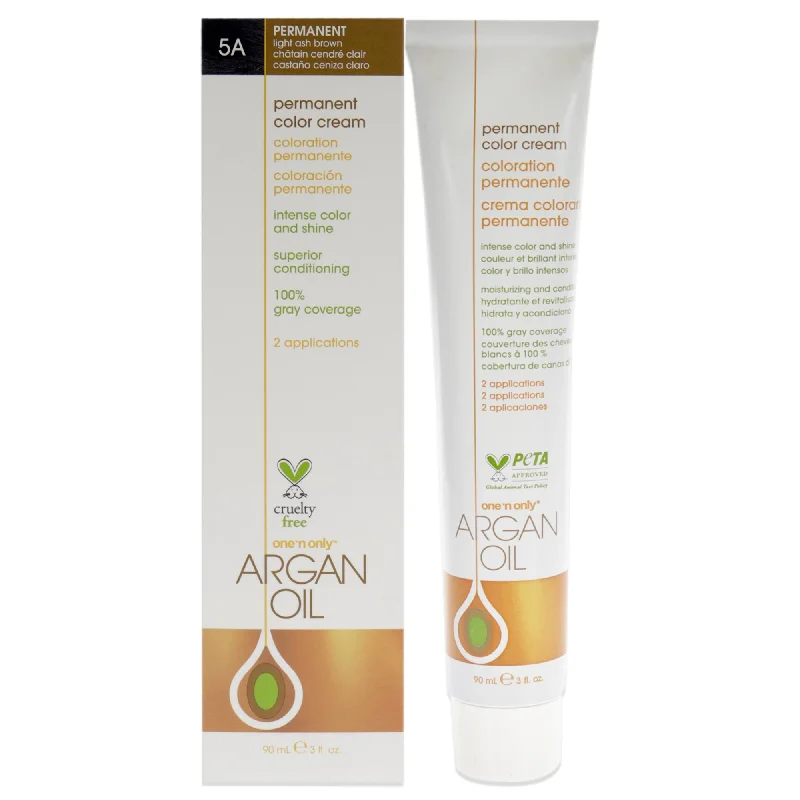 best leave-in conditioner for frizzy hair-One n Only Argan Oil Permanent Color Cream - 5A Light Ash Brown by One n Only for Unisex - 3 oz Hair Color