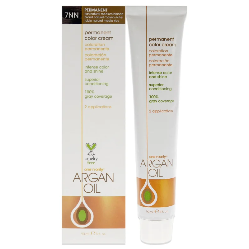 moisturizing hair mask for split ends-One n Only Argan Oil Permanent Color Cream - 7NN Rich Natural Medium Blonde by One n Only for Unisex - 3 oz Hair Color