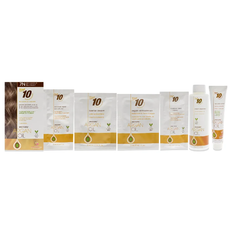 best treatment for brittle, weak hair-One n Only Argan Oil Fast 10 Permanent Hair Color Kit - 7N Natural Medium Blonde by One n Only for Unisex - 1 Pc Hair Color