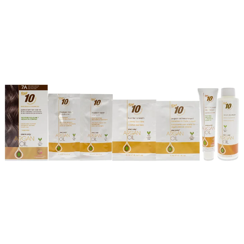 deep conditioning treatment for dry hair-One n Only Argan Oil Fast 10 Permanent Hair Color Kit - 7A Cool Medium Blonde by One n Only for Unisex - 1 Pc Hair Color