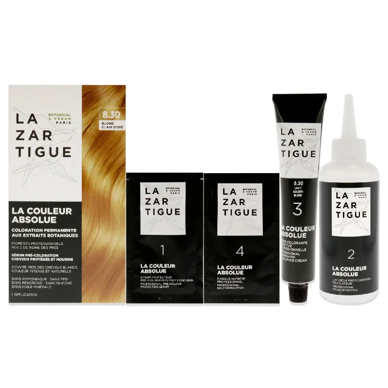 thickening shampoo for frizzy hair-Lazartigue La Couleur Absolue Permanent Haircolor - 8.30 Light Golden Blonde by Lazartigue for Unisex - 1 Application Hair Color