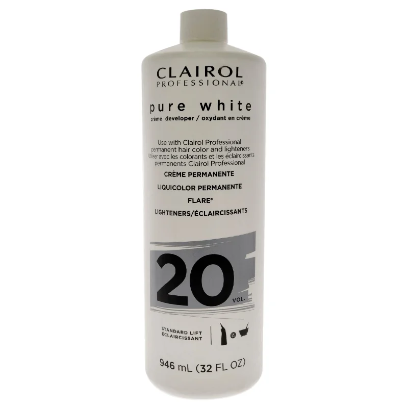 best treatment for dry, frizzy hair ends-Clairol Pure White 20 Volume Creme Developer by Clairol for Unisex - 32 oz Lightener