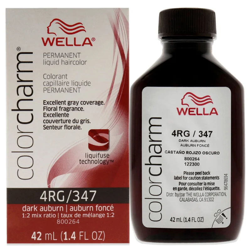 hair care for curly, dry ends-Wella Color Charm Permanent Liquid Hair Color - 347 4RG Dark Auburn by Wella for Unisex - 1.42 oz Hair Color