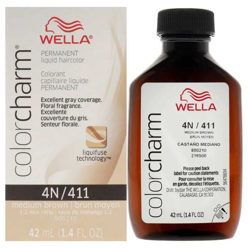 anti-hair loss shampoo for fine hair-Wella Color Charm Permanent Liquid Hair Color - 411 4N Medium Brown by Wella for Unisex - 1.42 oz Hair Color