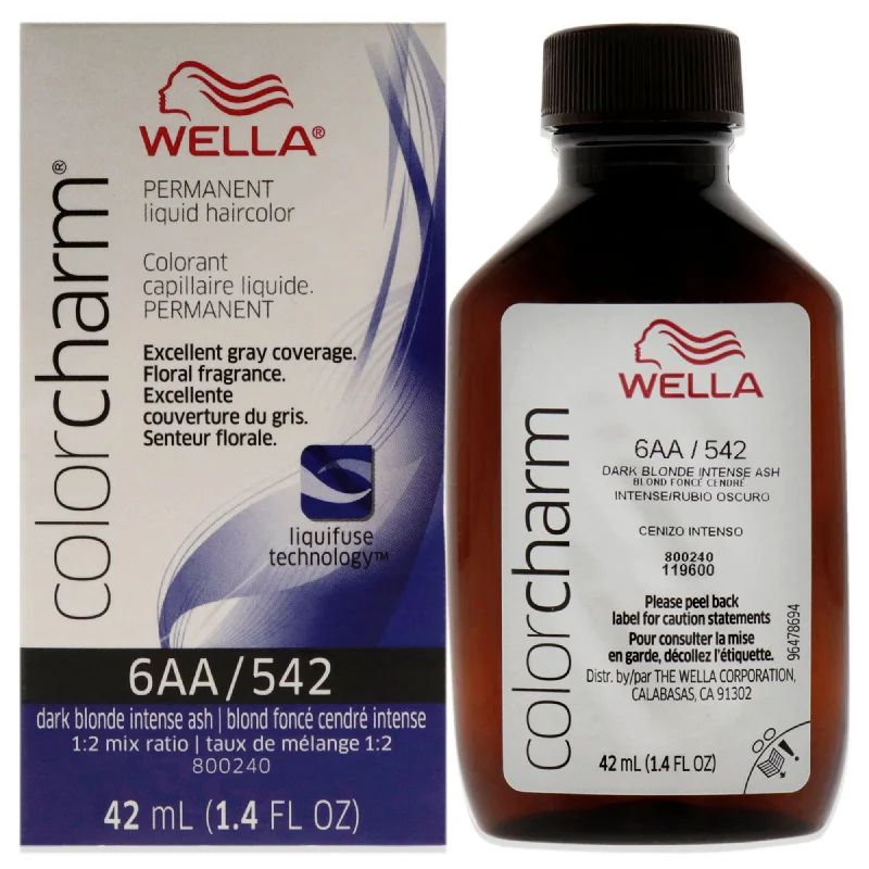 keratin shampoo for curly, thick hair-Wella Color Charm Permanent Liquid Hair Color - 542 6AA Ash Blonde by Wella for Unisex - 1.42 oz Hair Color