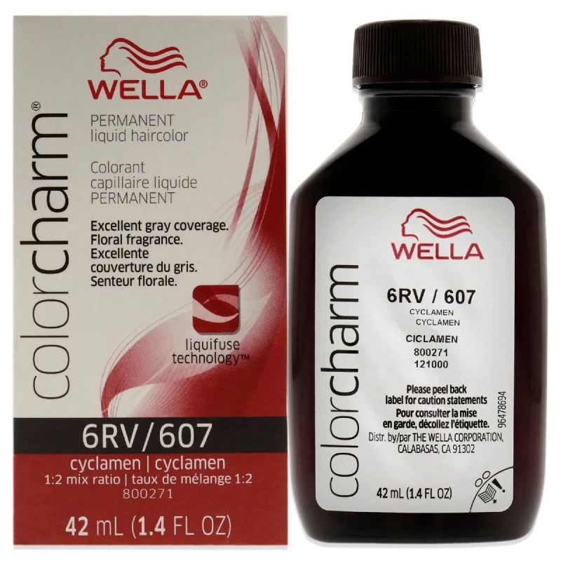 hair care for weak, damaged hair-Wella Color Charm Permanent Liquid Hair Color - 607 6RV Cyclamen by Wella for Unisex - 1.42 oz Hair Color