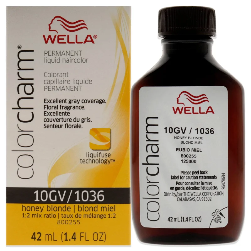 best shampoo for dry scalp and itchy hair-Wella Color Charm Permanent Liquid Hair Color - 1036 10GV Honey Blonde by Wella for Unisex - 1.42 oz Hair Color