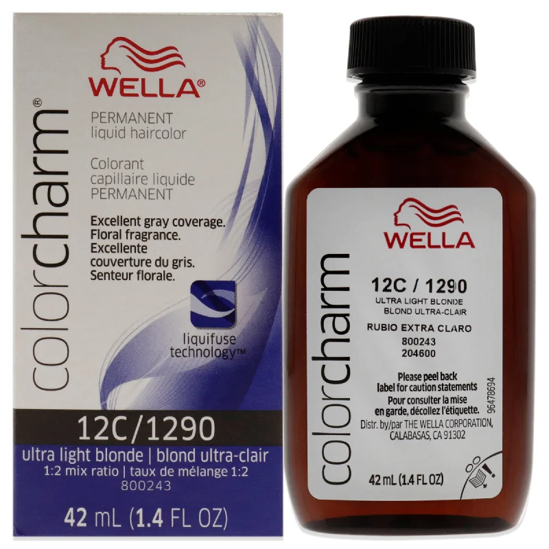 hydrating spray for curly hair ends-Wella Color Charm Permanent Liquid Hair Color - 1290 12C Ultra Light Blonde by Wella for Unisex - 1.42 oz Hair Color