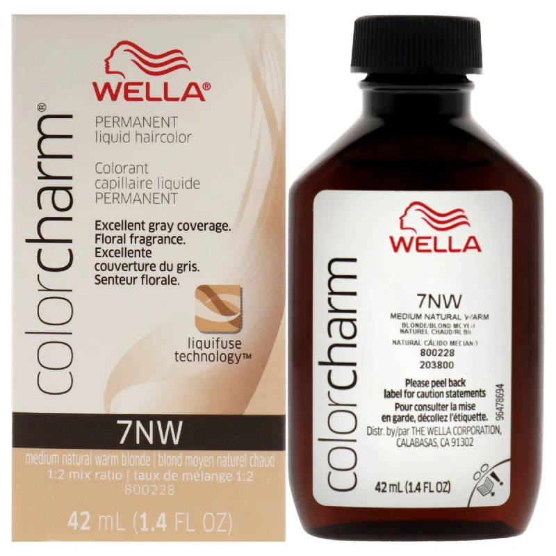 hydrating hair care for curly, frizzy hair-Wella Color Charm Permanent Liquid Hair Color - 7NW Medium Natural Warm Blonde by Wella for Unisex - 1.42 oz Hair Color