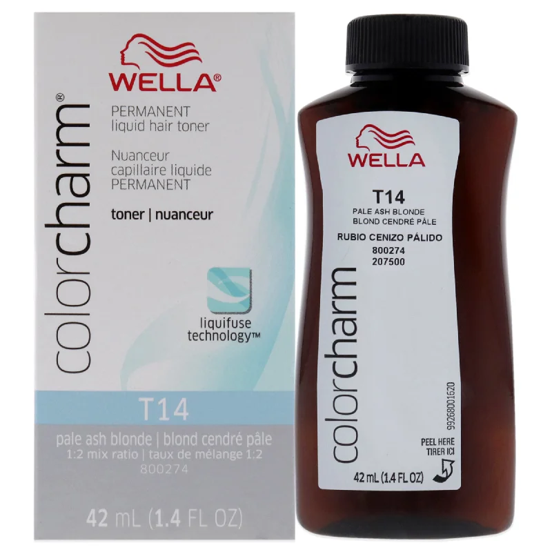 leave-in treatment for curly hair hydration-Wella Color Charm Permanent Liquid Toner - T14 Pale Ash Blonde by Wella for Unisex - 1.4 oz Toner