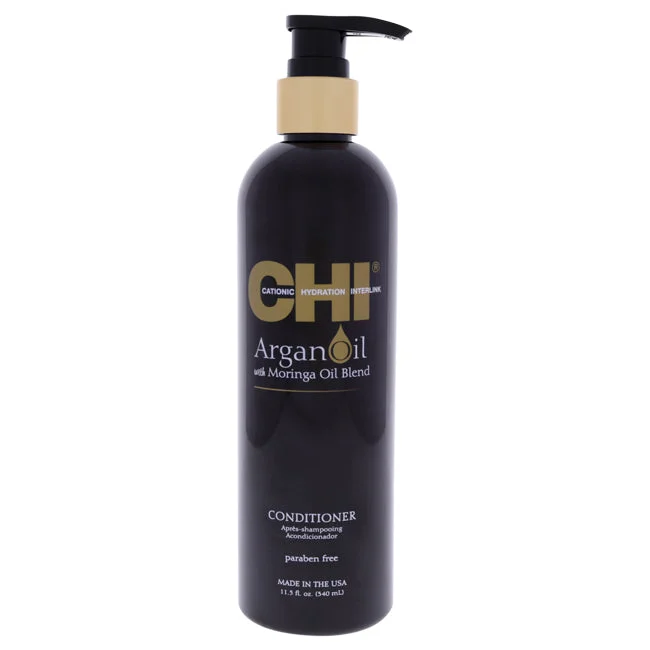 protein treatment for curly hair damage-CHI Argan Oil Plus Moringa Oil Blend Conditioner by CHI for Unisex - 11.5 oz Conditioner