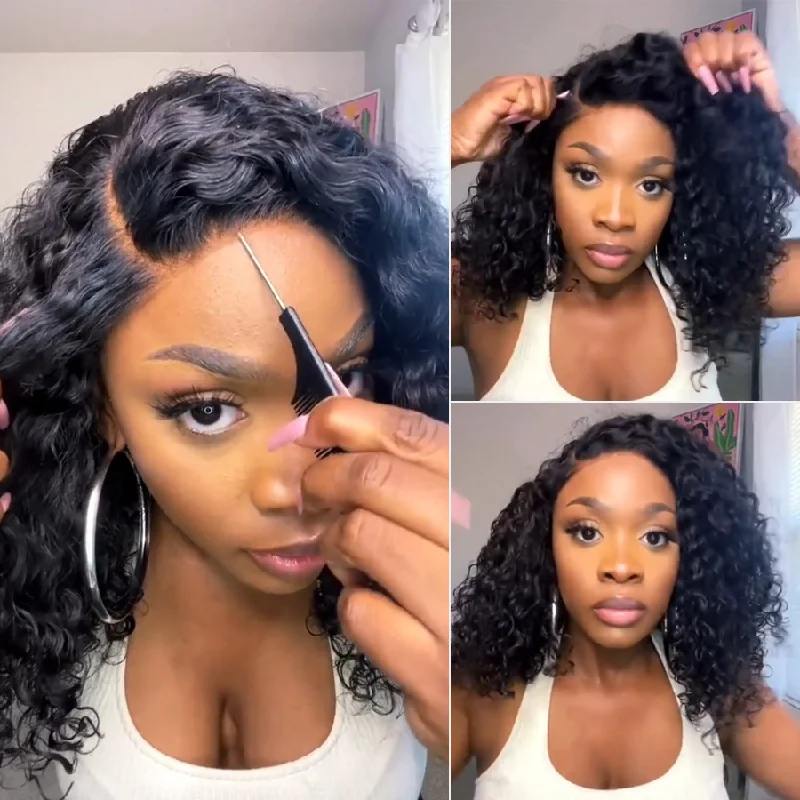 chic lace front wigs for a more natural effect -ReadytoGo-Brazilian 12" Side Part Closure Lace Curly Wig