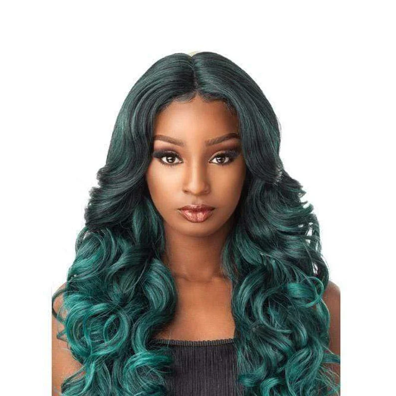 voluminous wavy wigs for beachy, carefree vibes -SENSATIONNEL 100% Premium Fiber Lace Front Wig Empress Edge Natural Center Part TRISSA